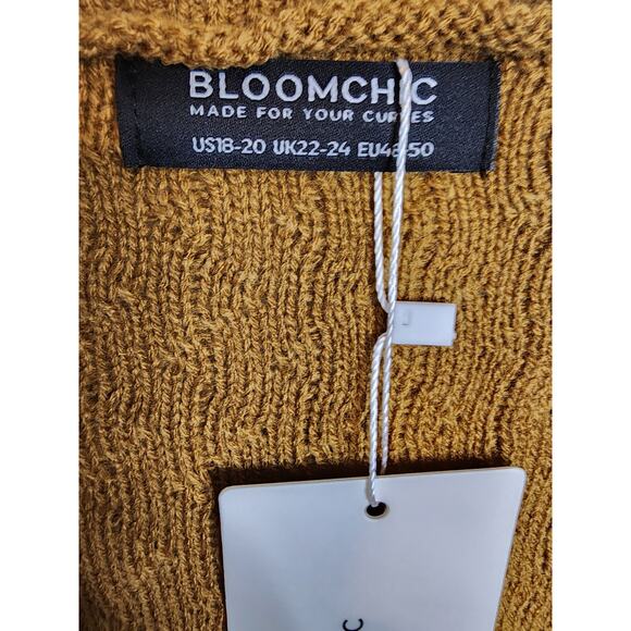 BloomChic Plain Pointelle Knit Geometric Crochet Pocket Button Front Cardigan 2X - Picture 5 of 7